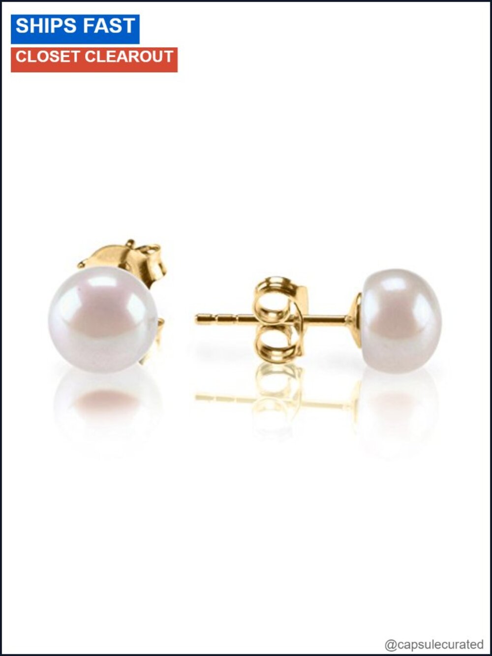 14K Gold Plated Freshwater Pearl Stud Earrings 925 Sterling Silver Posts